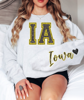 Iowa Varsity Glitter Effect DTF Print