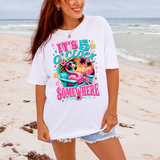 It's 5 O'Clock Somewhere Flamingo DTF Print
