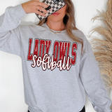 Lady Owls Softball Glitter School Spirit DTF Print
