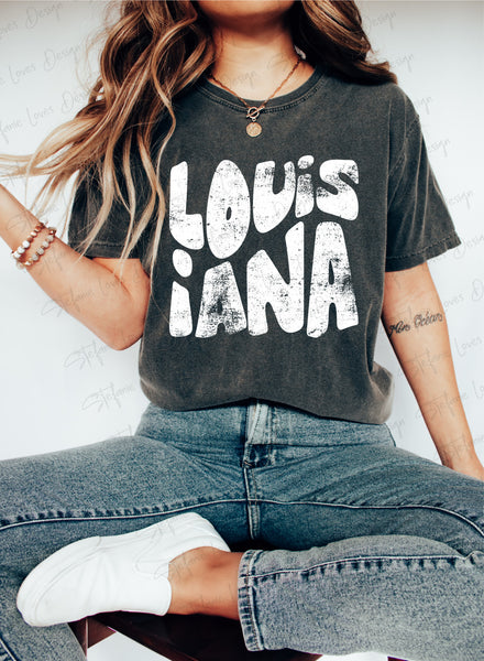 Distressed Louisiana Stacked DTF Print