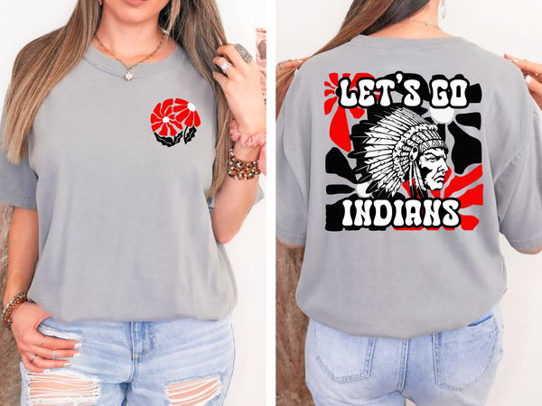 Let's Go Indians Floral DTF Print