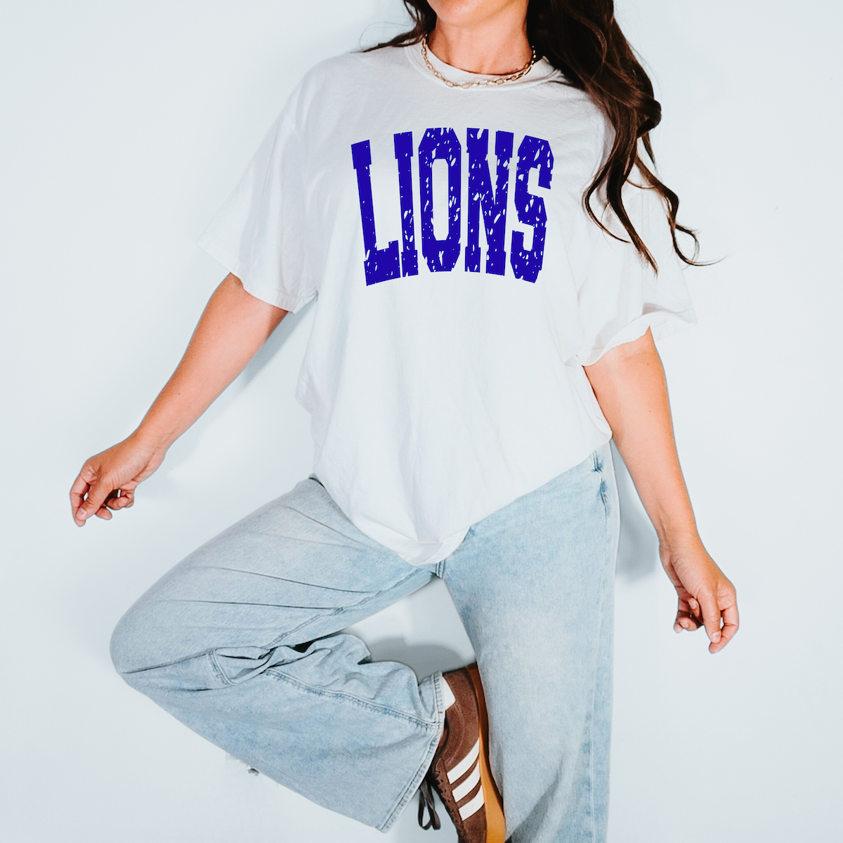 Lions Varsity Distressed Teams DTF Print