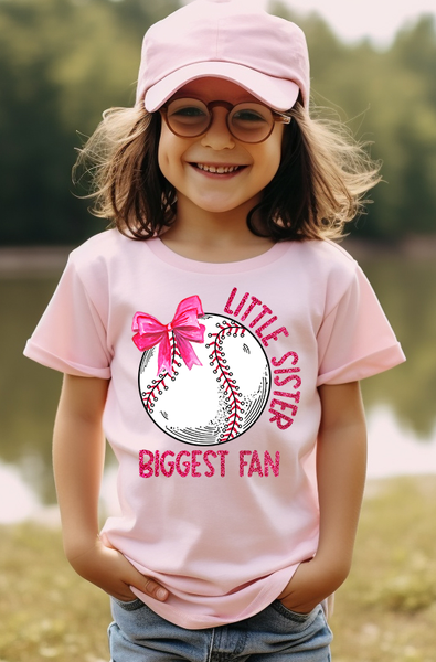 Little Sister Biggest Fan Glitter Effect DTF Print