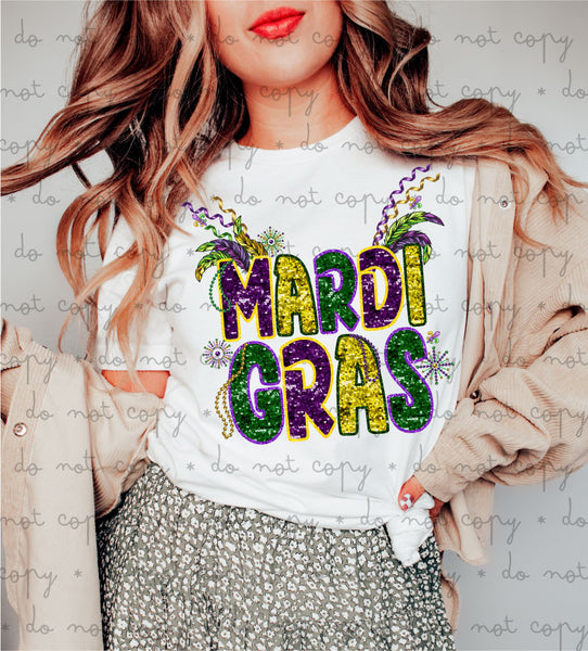 Mardi Gras Sequin Glitter Effect DTF Print