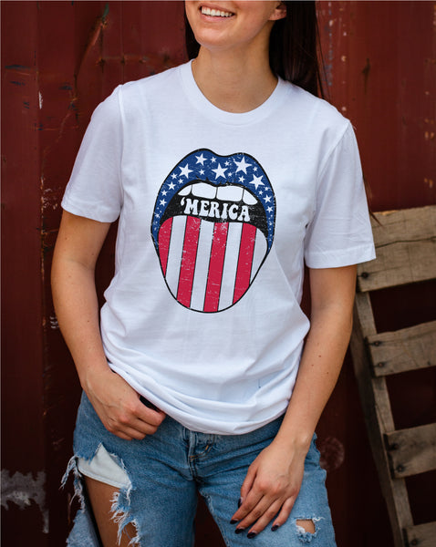 Merica Striped Lips DTF Print