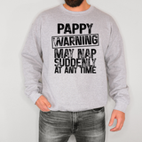 Warning May Nap Suddenly at Any Time DTF Print