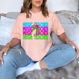 Music Teacher Bookworm Repeat Leopard Pencil DTF Print
