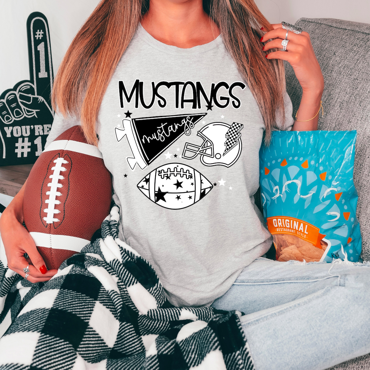 Mustangs Football Retrocollage DTF Print