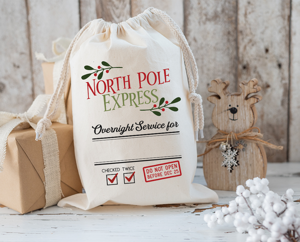 Personalized North Pole Express 2 Santa Sack DTF Print