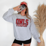 Owls Football Glitter School Spirit DTF Print