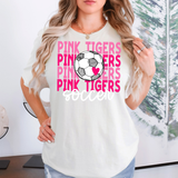 Pink Tigers Soccer Bookworm Repeat DTF Print