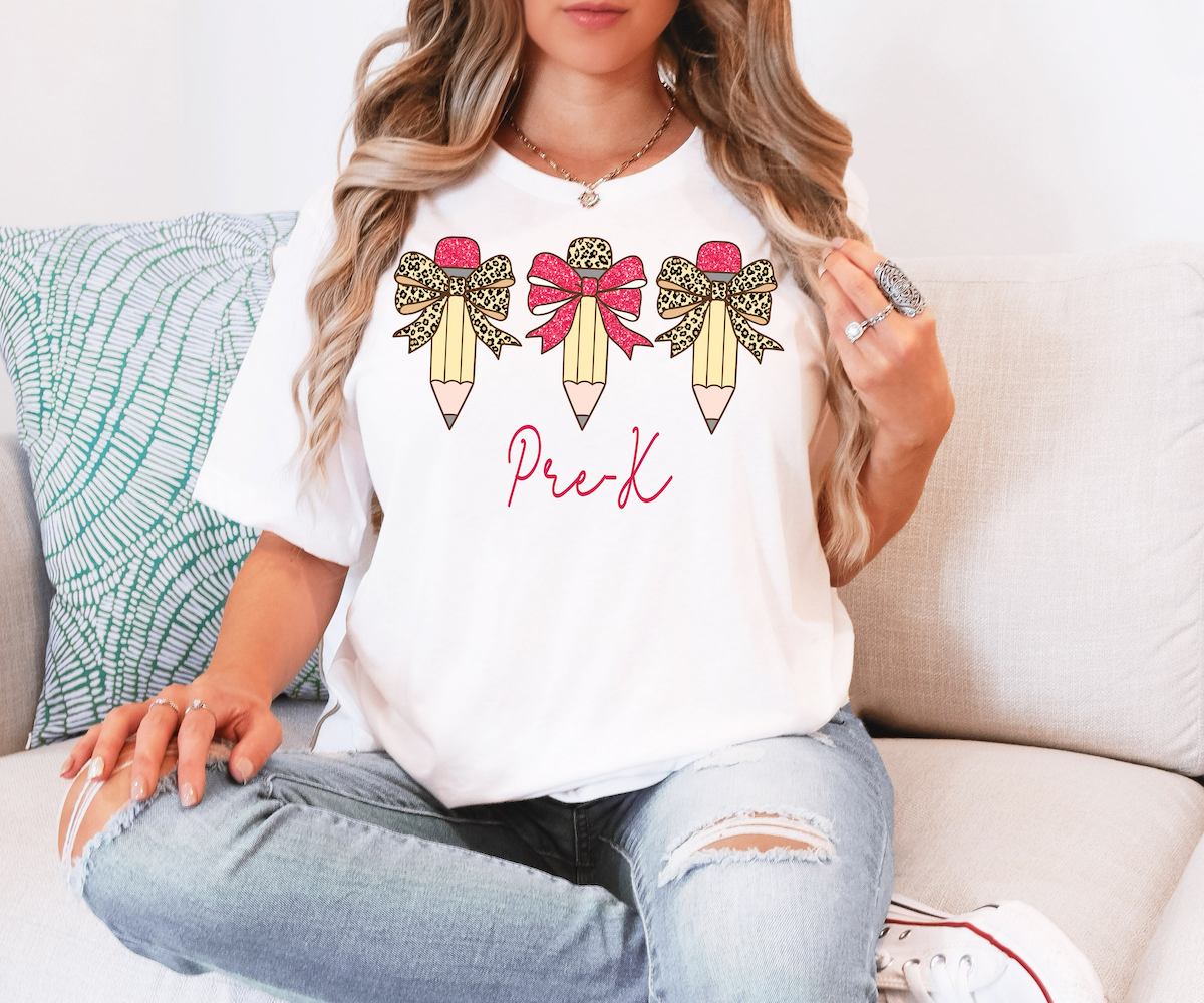 Back To School Pink Leopard Pencil Trio Elementary DTF Print