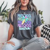 Back To School Repeat Pastel Checker Pencil Elementary Teacher DTF Print