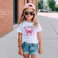 Back to School Pink Pencil Bow Grades DTF Print