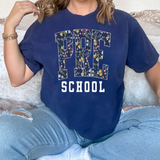 Navy Background Floral Grade Elementary Grade DTF Print