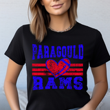 Paragould Rams Grunge Heart Football DTF Print