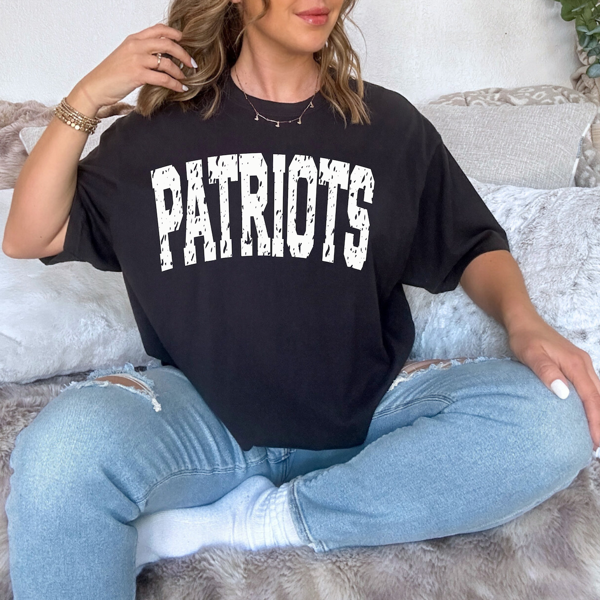 Patriots Varsity Distressed Teams DTF Print