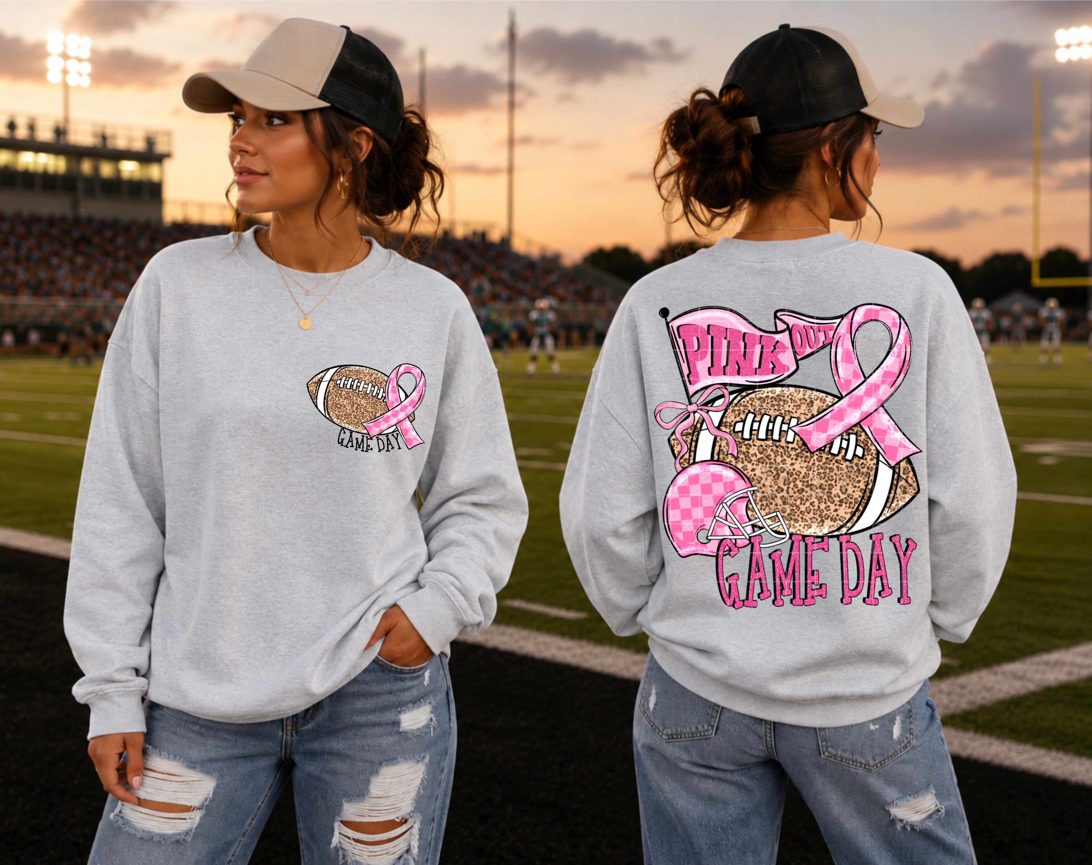 Pink Out Game Day Football DTF Print