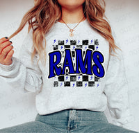 Distressed Rams Checker DTF Print