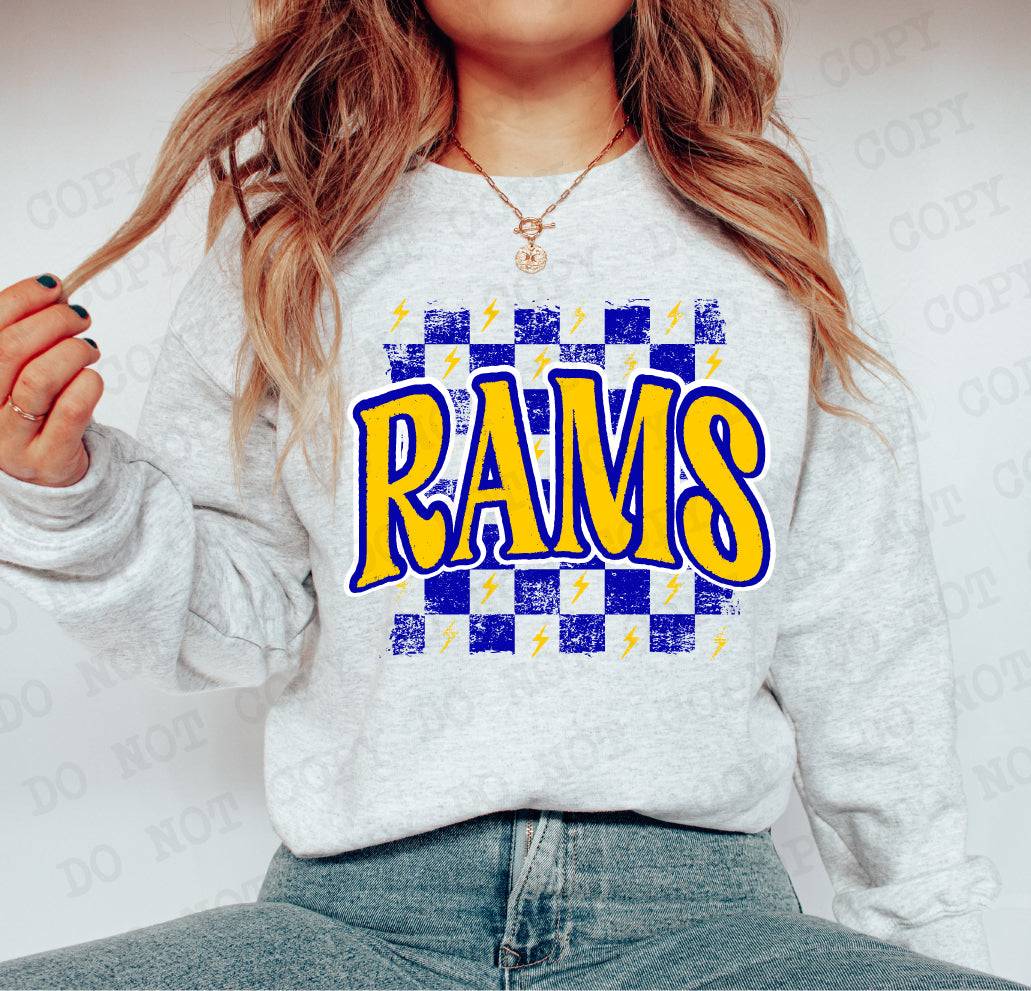 Distressed Rams Checker DTF Print – Torch Light