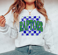 Distressed Raptors Checker DTF Print