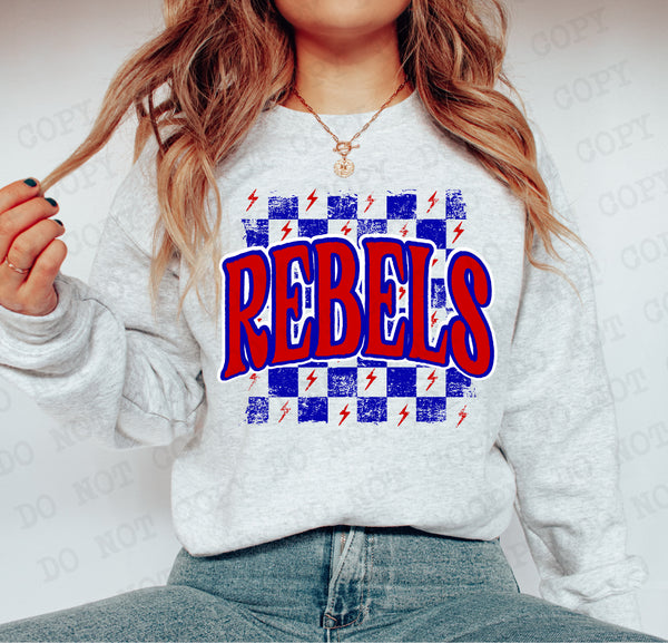 Distressed Rebels Checker DTF Print