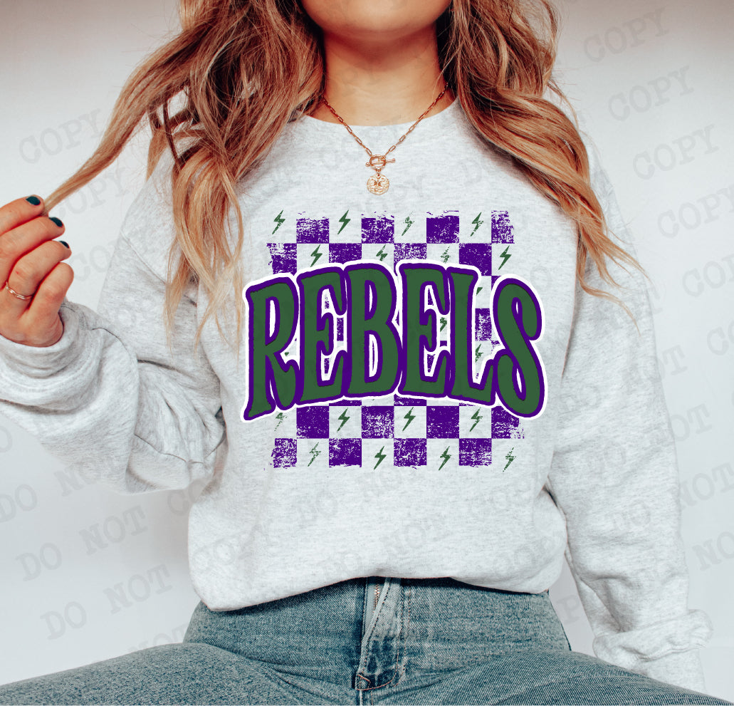 Distressed Rebels Checker DTF Print – Torch Light