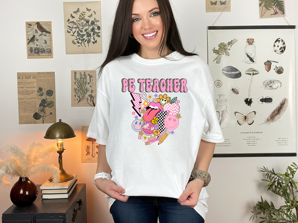 Back to School Retro Collage PE Teacher DTF Print