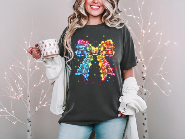 Rainbow Lights Bow DTF Print