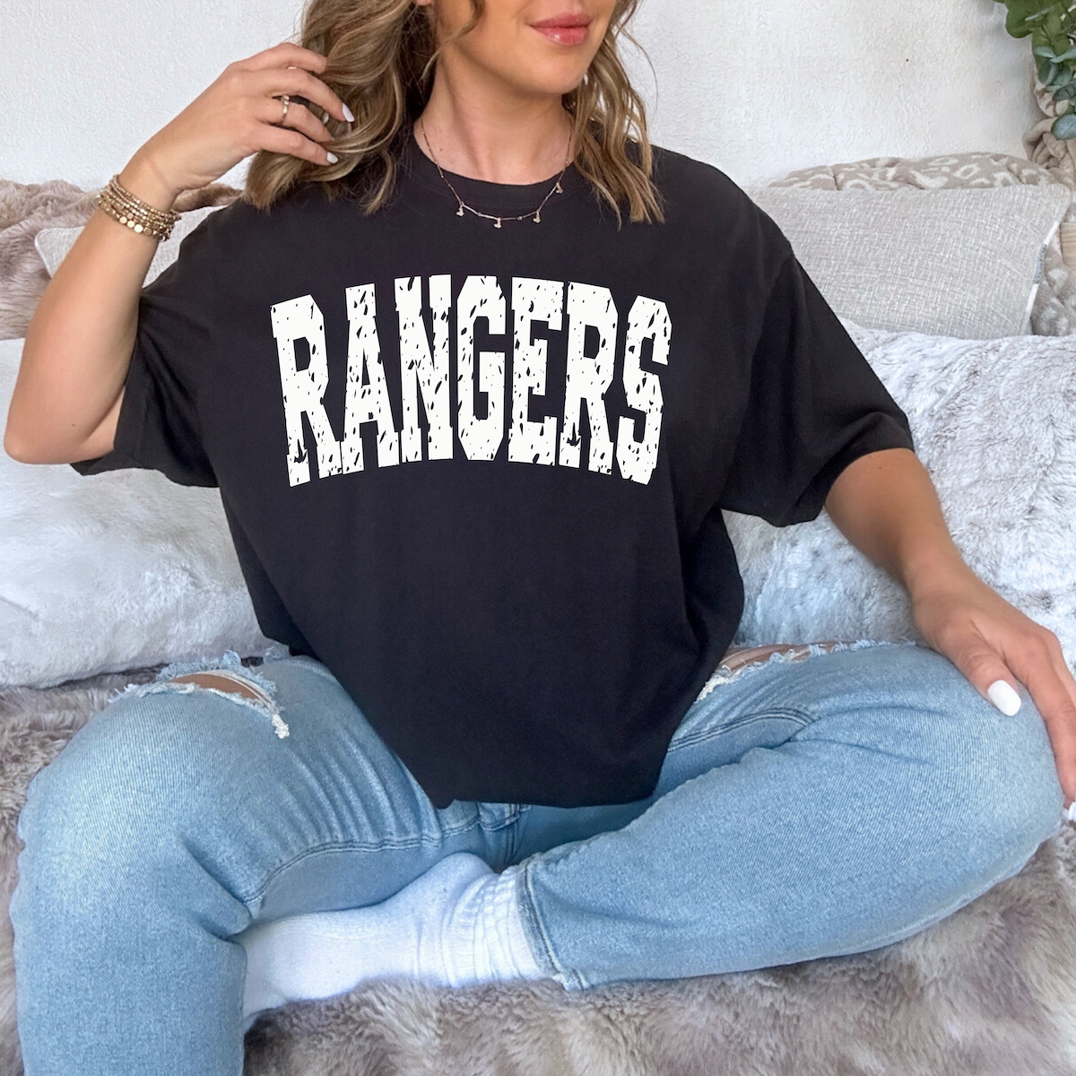 Rangers Varsity Distressed Teams DTF Print