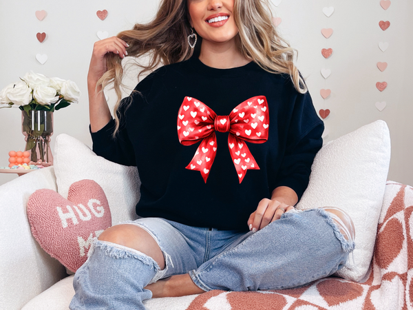 Red Heart Bow DTF Print