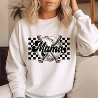 Retro Baseball Mama Checkered DTF Print