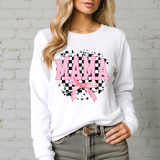 Retro Mama Checkered Coquette Pink Bow DTF Print