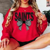 Saints Coquette Checker Bow DTF Print