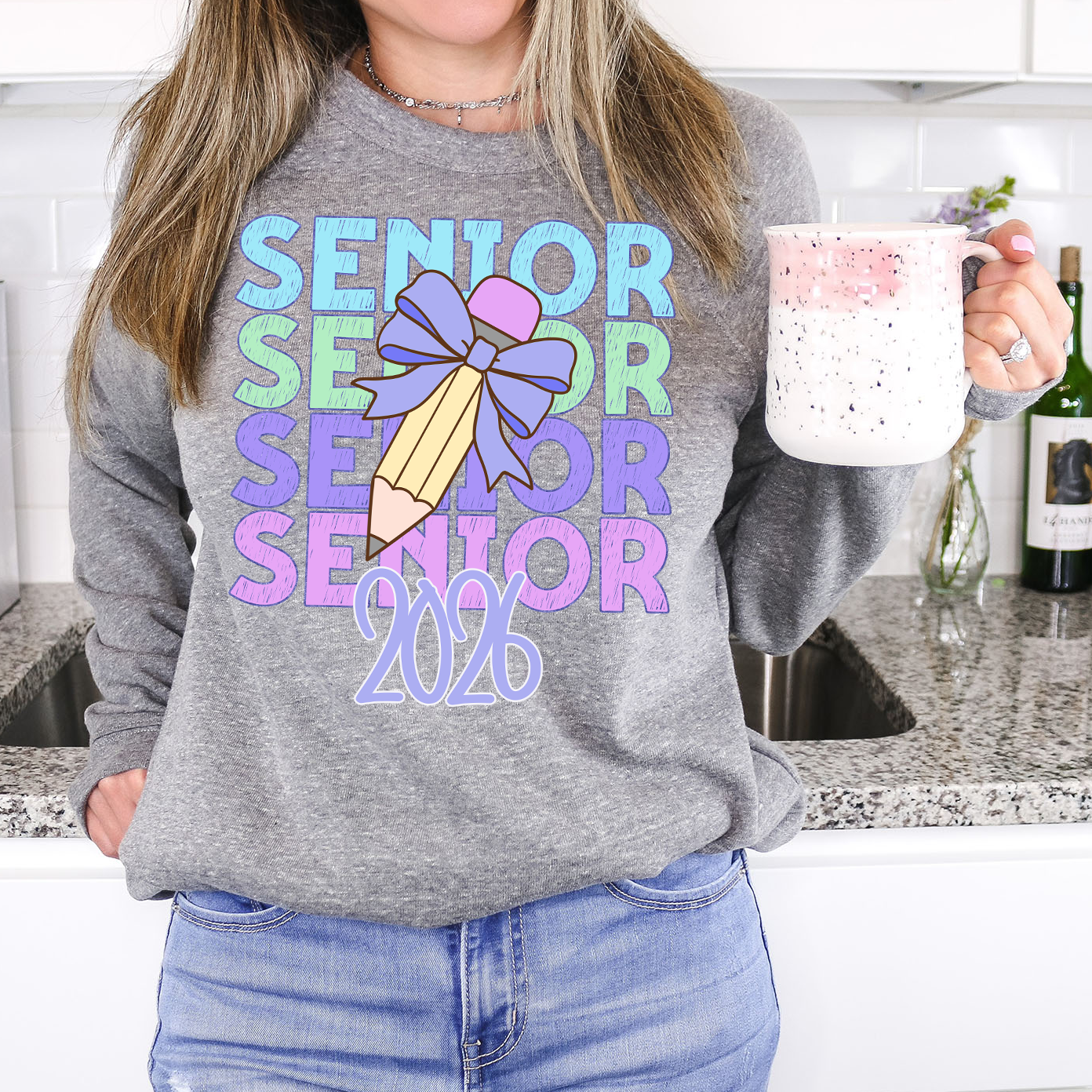 Back To School Repeat Pastel Purple Pencil Middle High Teacher DTF Print