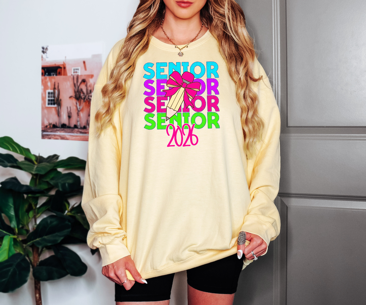 Back To School Repeat Neon Pink Pencil Middle High Teacher DTF Print