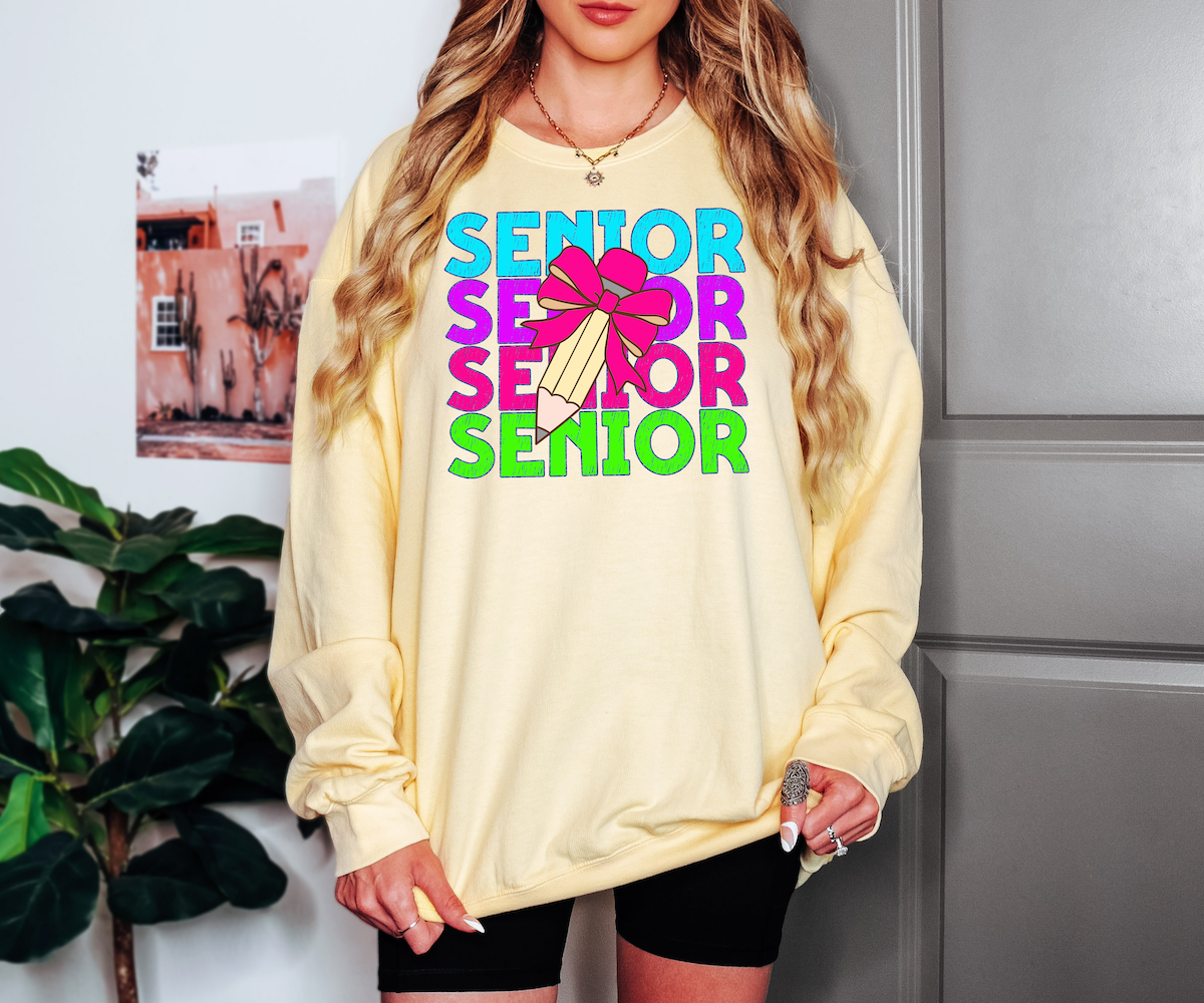 Back To School Repeat Neon Pink Pencil Middle High DTF Print