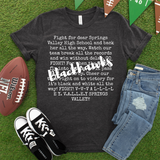 Springs Valley Blackhawks Fight Song DTF Print