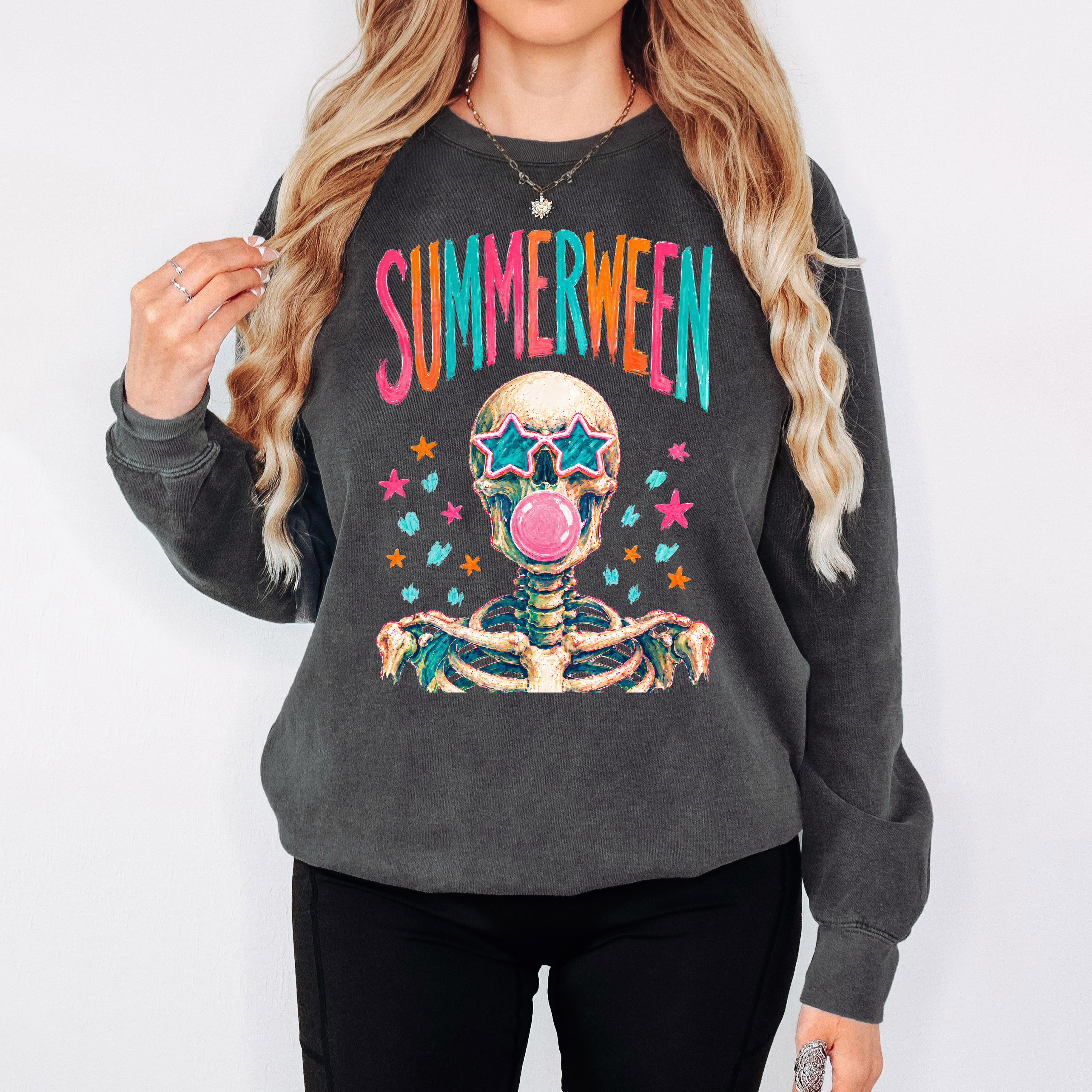 Summerween Bubble Skeleton DTF Print