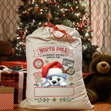 Personalized Polar Bear Santa Sack DTF Print