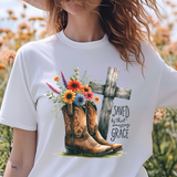 Saved By Grace Boots DTF Print