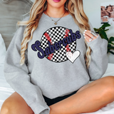 Sabercubs Checker Baseball Heart DTF Print