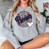 Patriots Checker Baseball Heart DTF Print