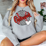 Ooltewah Checker Baseball Heart DTF Print