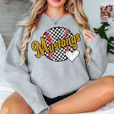 Mustangs Checker Baseball Heart DTF Print