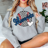 Mavericks Checker Baseball Heart DTF Print