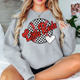 Little Reds Checker Baseball Heart DTF Print