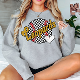 Leopards Checker Baseball Heart DTF Print