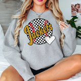 Jackets Checker Baseball Heart DTF Print