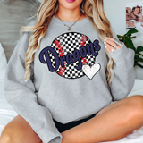 Dragons Checker Baseball Heart DTF Print
